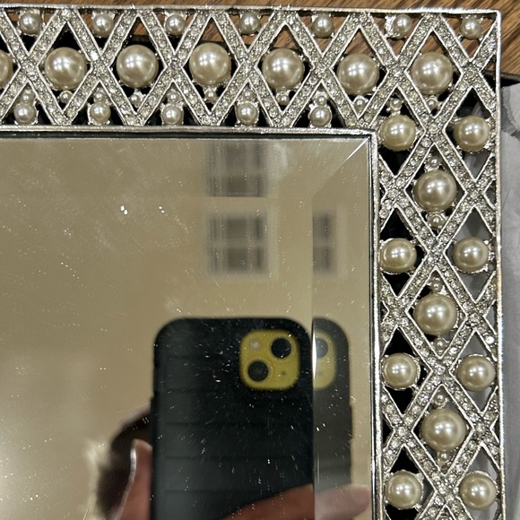 Beautiful Olivia Riegel Mirror with Silver Pearl and faux diamond Frame. - Picture 2 of 3